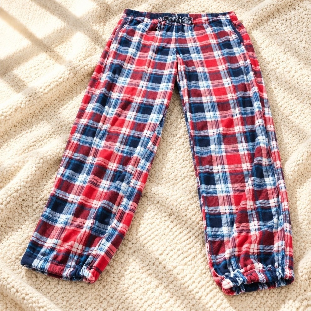 Nautica Men's Plaid Pajama Pants Size S Red Blue White Drawstring